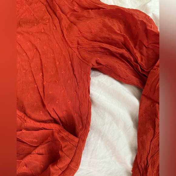 Long sleeve wrap around top - red rust - Picture 3 of 4